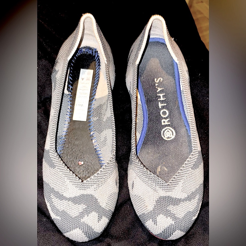 Rothy’s grey camo flats. Size 6.5